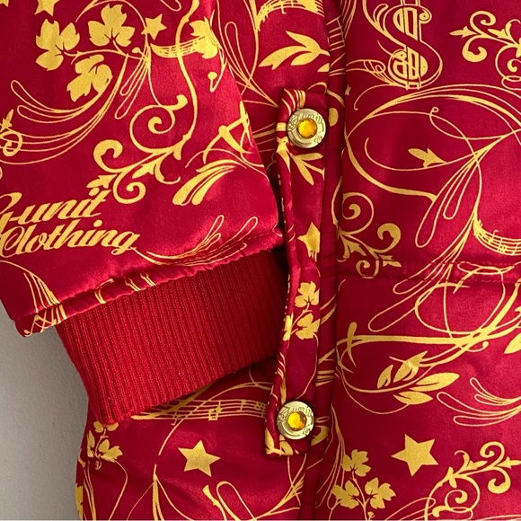 G-Unit Faux Fur Trim Hooded Long Sleeves Gold & Red Puffer Jacket Girl’s Size M - Picture 9 of 15